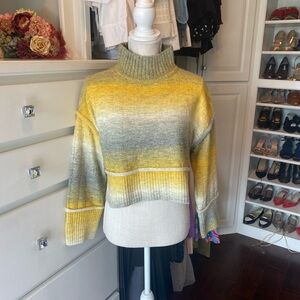 Anthropology Pilcro Cropped Mock-Neck Sweater in Green Ombré.  Size XXS